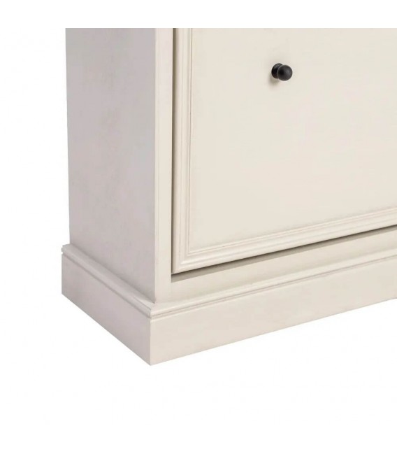 Zapatero romántico gris claro con 2 puertas y cajón, acabado elegante. 4