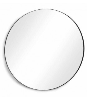 Espejo redondo de metal negro mate, estilo industrial elegante. Mdmhogar