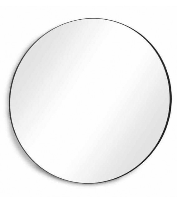 Espejo redondo de metal negro mate, estilo industrial elegante. Mdmhogar