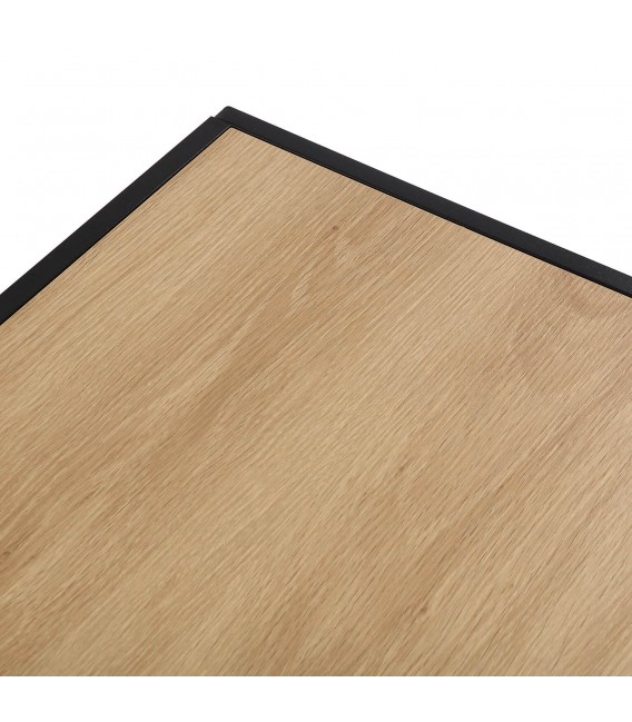 Mesa de centro industrial con cajón y acabado roble natural negro. 4