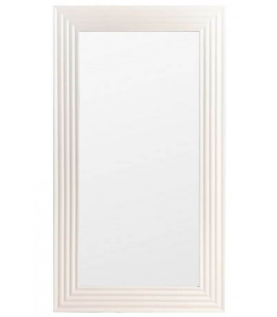 Espejo XL blanco de madera, diseño contemporáneo en formato vertical.