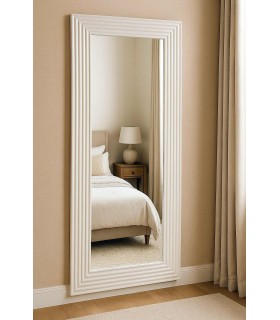 Espejo XL blanco de madera, diseño contemporáneo en formato vertical. Mdmhogar