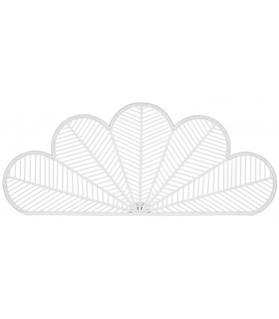 Cabecero de ratán blanco trenzado para cama King Size bohemia.