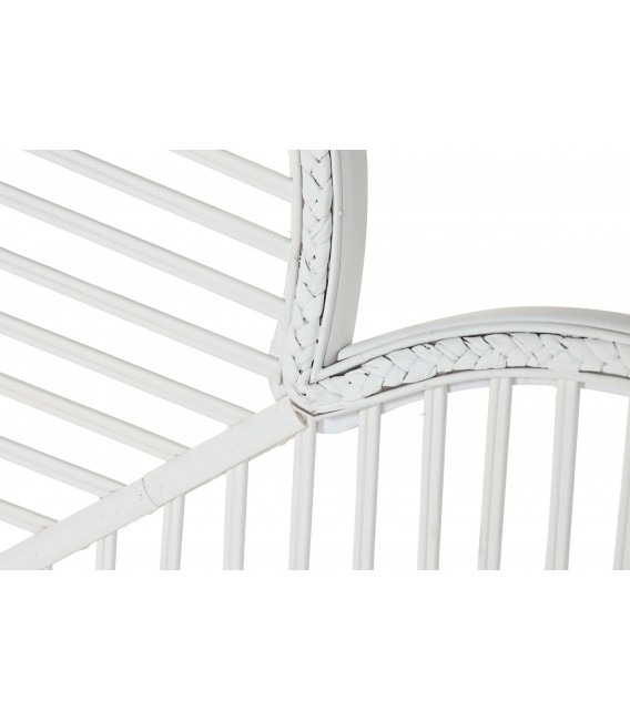 Cabecero de ratán blanco trenzado para cama King Size bohemia. 3