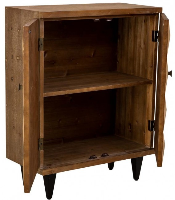 Taquillón rústico con puertas decoradas patas negras tiradores oro. 2