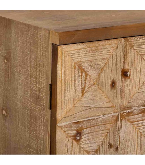 Taquillón rústico con puertas decoradas patas negras tiradores oro. 4