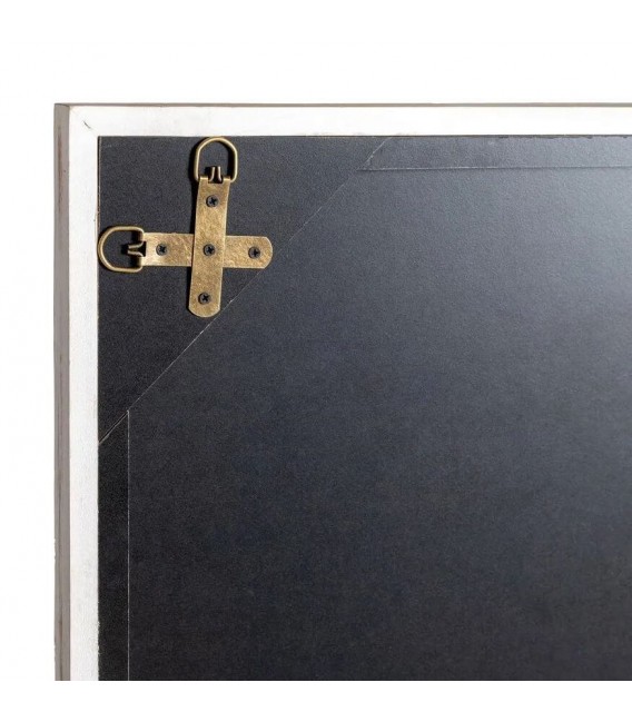 Espejo ventana rectangular en madera blanca rozada estilo boho. 2