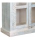 Vitrina étnica de madera tallada blanca con cristal y pátina azul. 7