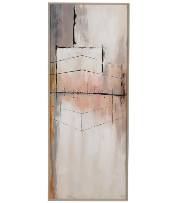 Set 2 cuadros abstractos pintados a mano con marco de pino natural. 2