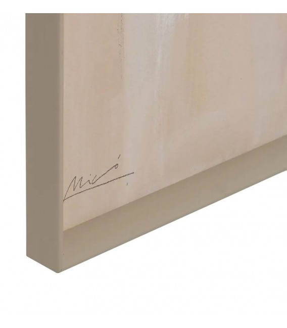 Set 2 cuadros abstractos pintados a mano con marco de pino natural. 5