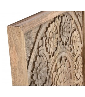 Cabecero decorativo tallado a mano en madera de mango estilo boho. 1