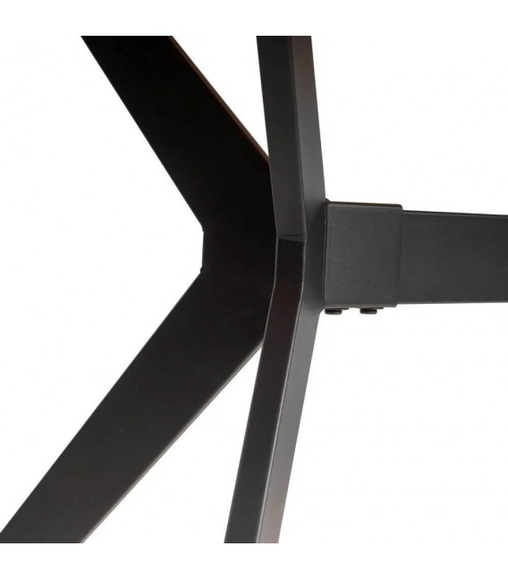 Mesa de comedor fija industrial con tapa efecto nogal y patas negras. 6