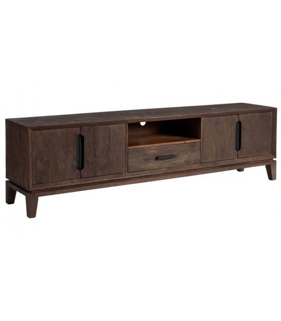 Mueble de TV colonial de mango con 4 puertas y 1 cajón funcional.
