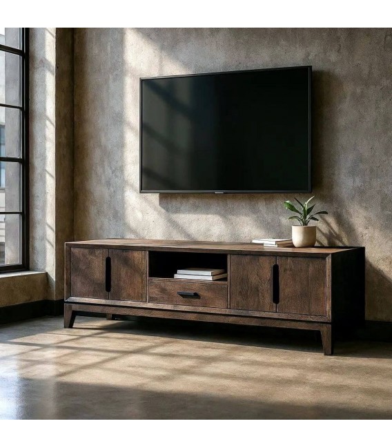 Mueble de TV colonial de mango con 4 puertas y 1 cajón funcional. Mdmhogar