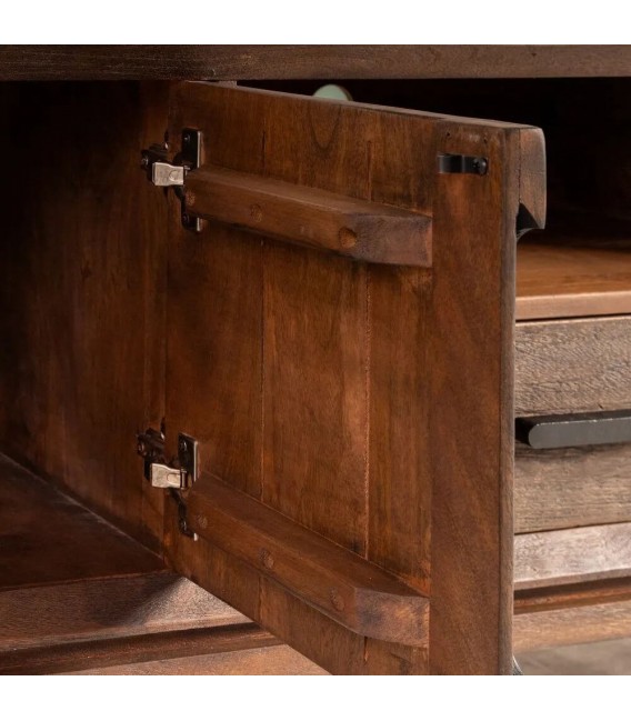 Mueble de TV colonial de mango con 4 puertas y 1 cajón funcional. 3