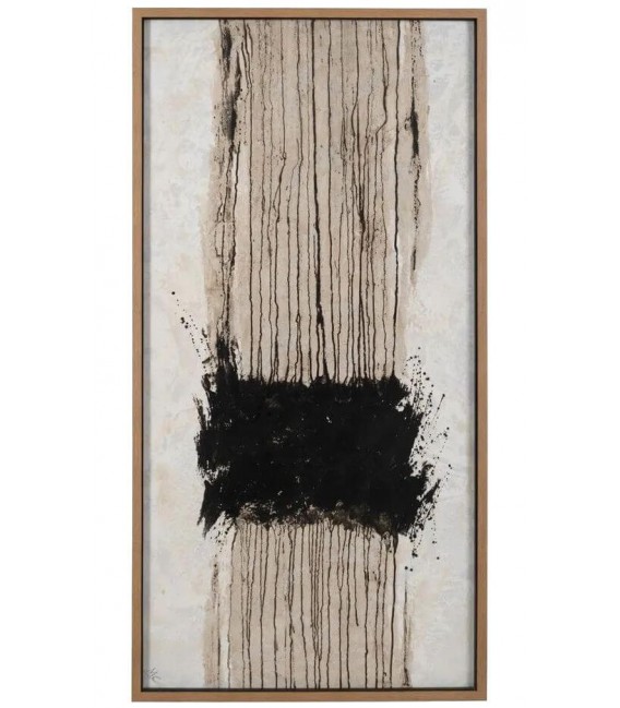 Set de 2 cuadros abstractos pintados a mano con marco natural y negro. 2