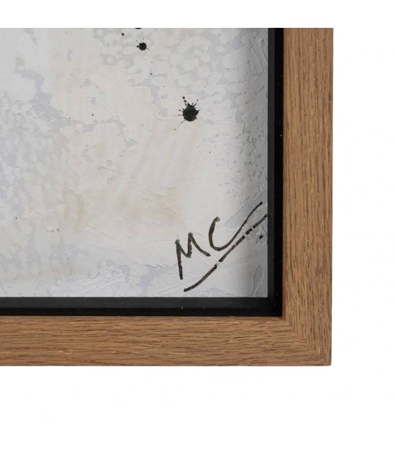 Set de 2 cuadros abstractos pintados a mano con marco natural y negro. 6