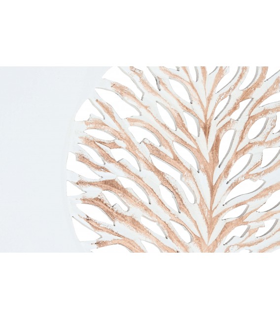 Biombo de madera tallada natural y blanco con estilo étnico artesanal. 4