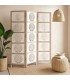 Biombo de madera tallada natural y blanco con estilo étnico artesanal. Mdmhogar