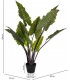 Planta artificial tropical alocasia con maceta negra para interior. 3