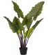 Planta artificial tropical alocasia con maceta negra para interior. 2