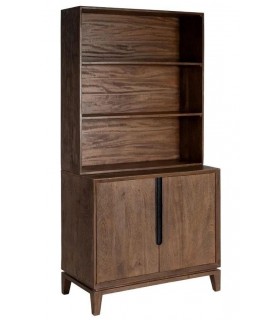 Estantería estilo colonial en nogal oscuro 2 puertas y 2 baldas.