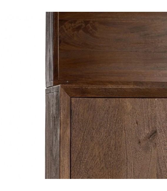 Estantería estilo colonial en nogal oscuro 2 puertas y 2 baldas. 4