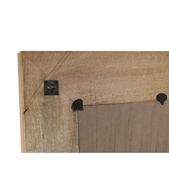 Espejo XL étnico de madera de mango tallada a mano natural. 3