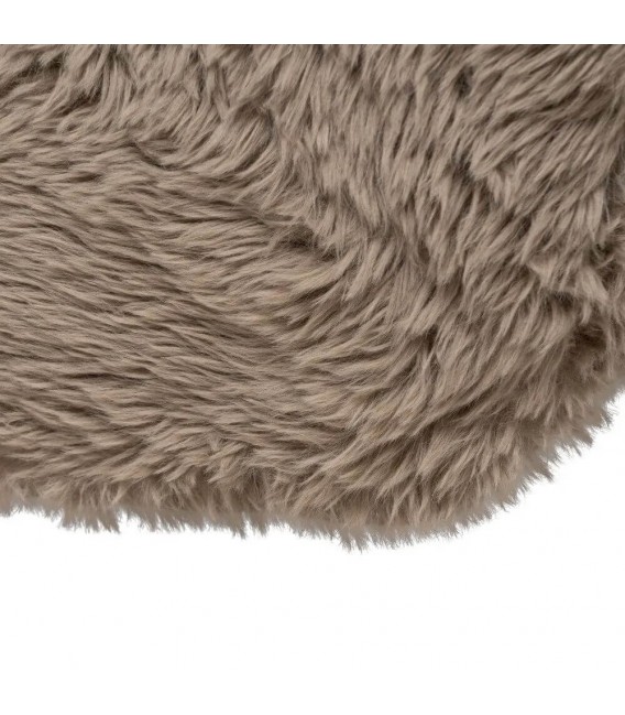 Sofá XL de 4 plazas estilo boho con tapizado de pelo largo topo. 5