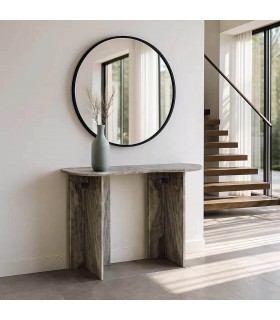 Consola de mármol gris estilo minimalista para entrada o pasillo. Mdmhogar