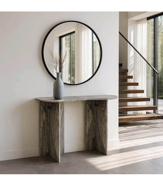 Consola de mármol gris estilo minimalista para entrada o pasillo. Mdmhogar