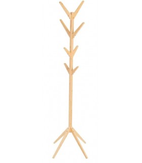Perchero de pie moderno de bambú natural con 8 colgadores.