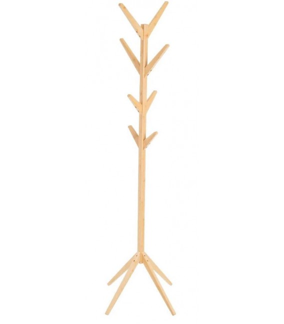 Perchero de pie moderno de bambú natural con 8 colgadores.
