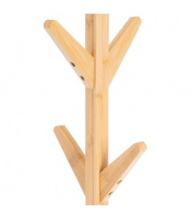Perchero de pie moderno de bambú natural con 8 colgadores. 1
