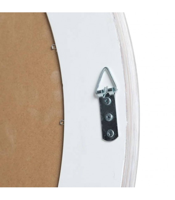 Espejo redondo madera tallada blanqueada estilo clásico refinado. 2