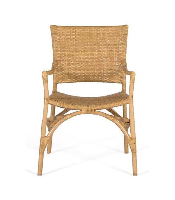 Sillón comedor ratán natural trenzado a mano con estructura de bambú. 1