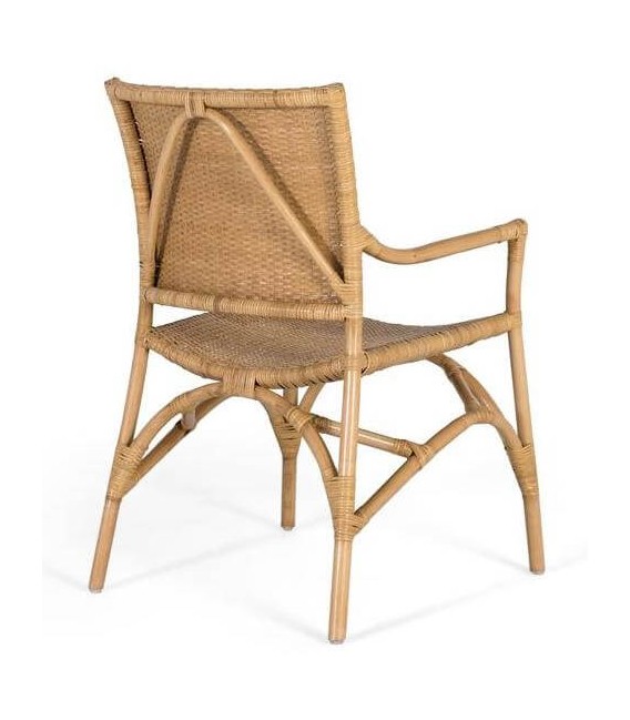 Sillón comedor ratán natural trenzado a mano con estructura de bambú. 3