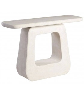 Consola blanca entrada estilo ibicenco de madera DM efecto yeso.
