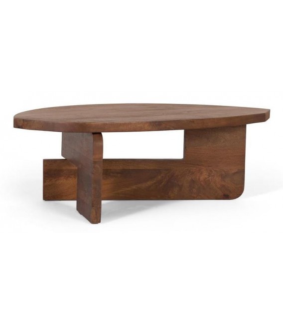 Mesa centro madera de mango maciza con acabado nogal contemporáneo. 1