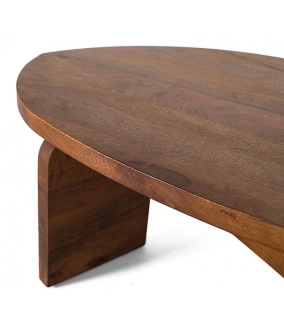 Mesa centro madera de mango maciza con acabado nogal contemporáneo. 3
