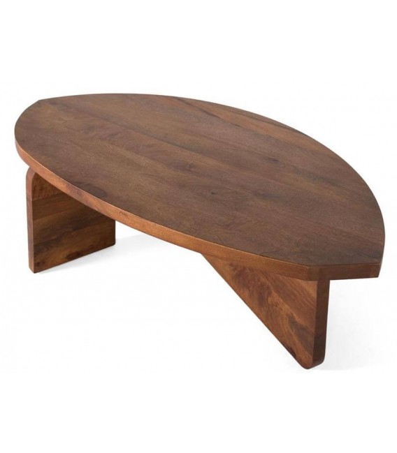 Mesa centro madera de mango maciza con acabado nogal contemporáneo. 2