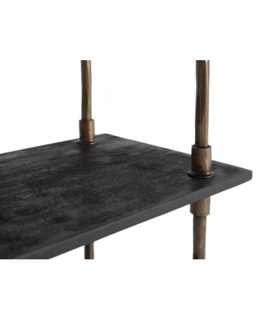 Estantería industrial vintage con 5 baldas de madera negra y metal. 2
