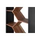 Estantería de diseño con estantes en celda, madera negra y natural. 2