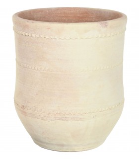 Ánfora XL terracota artesanal blanca estilo ibicenco natural.