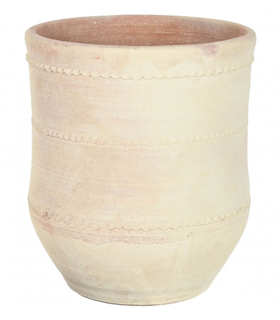 Ánfora XL terracota artesanal blanca estilo ibicenco natural.
