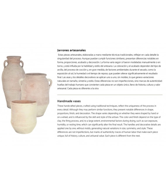 Ánfora XL terracota artesanal blanca estilo ibicenco natural. 4