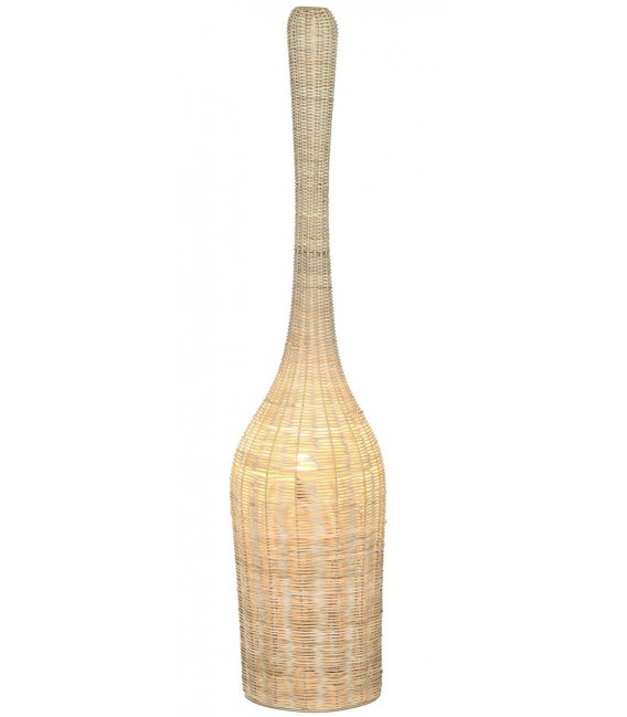 Lámpara de pie ratán natural trenzado estilo ibicenco boho.