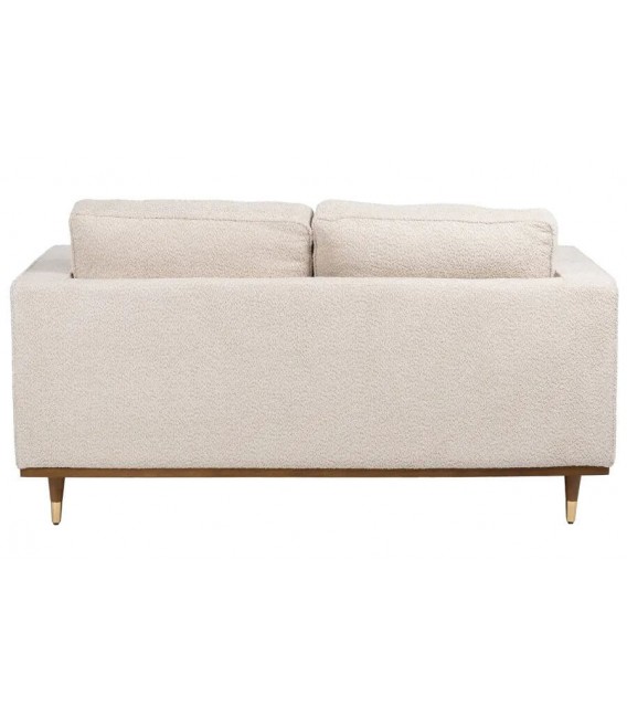 Sofá 2 plazas XL blanco roto patas madera nogal y dorado tipo barco. 2