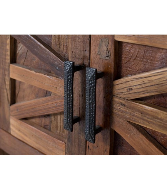 Mueble TV XL 4 puertas madera reciclada nogal estilo rústico. 6