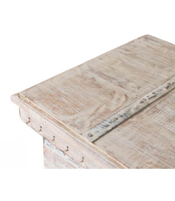 Baúl madera mango macizo y metal con acabado étnico blanqueado. 2